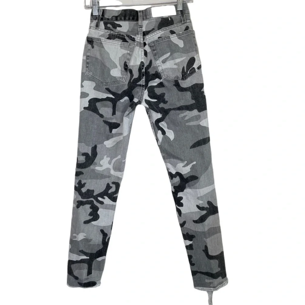 Re/Done Camo High Rise Ankle Crop Stretch Jeans